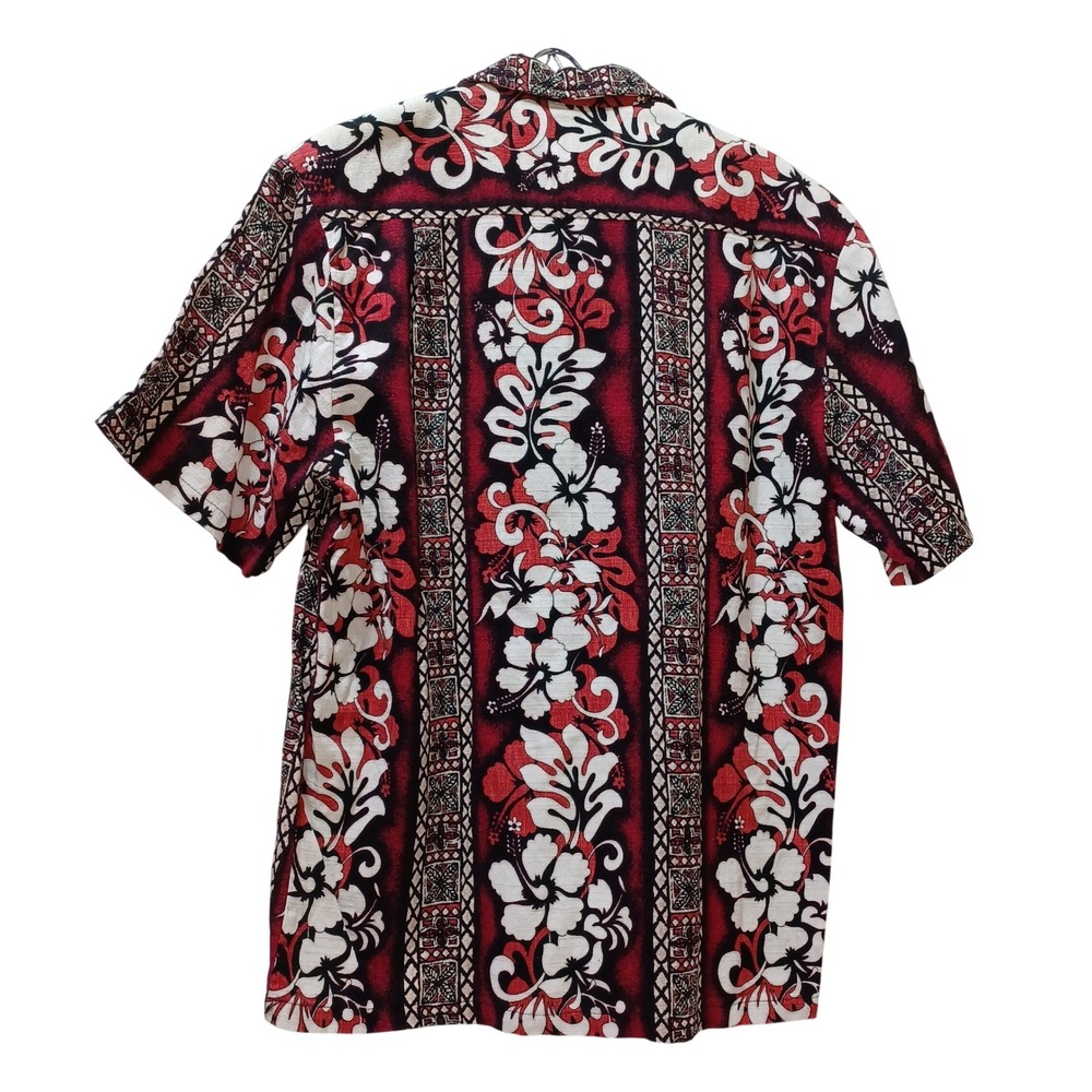 VTG Howie Hawaiian Shirt Mens M Hibiscus Tribal Cotton Aloha Tropical Surf - Picture 2 of 7